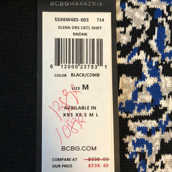 BCBG Elena Bodycon mini dress black blue sz med - Picture 10 of 12